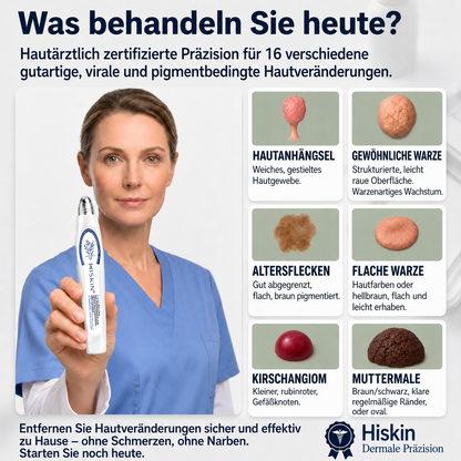 HISKIN®👩‍⚕️ 7-Tage-Hautmakel- & Hautanhängsel-Entferner Schmerzfreier Rollerball-Stift zur schonenden Entfernung von Hautanhängseln und Hautflecken – narbenfrei