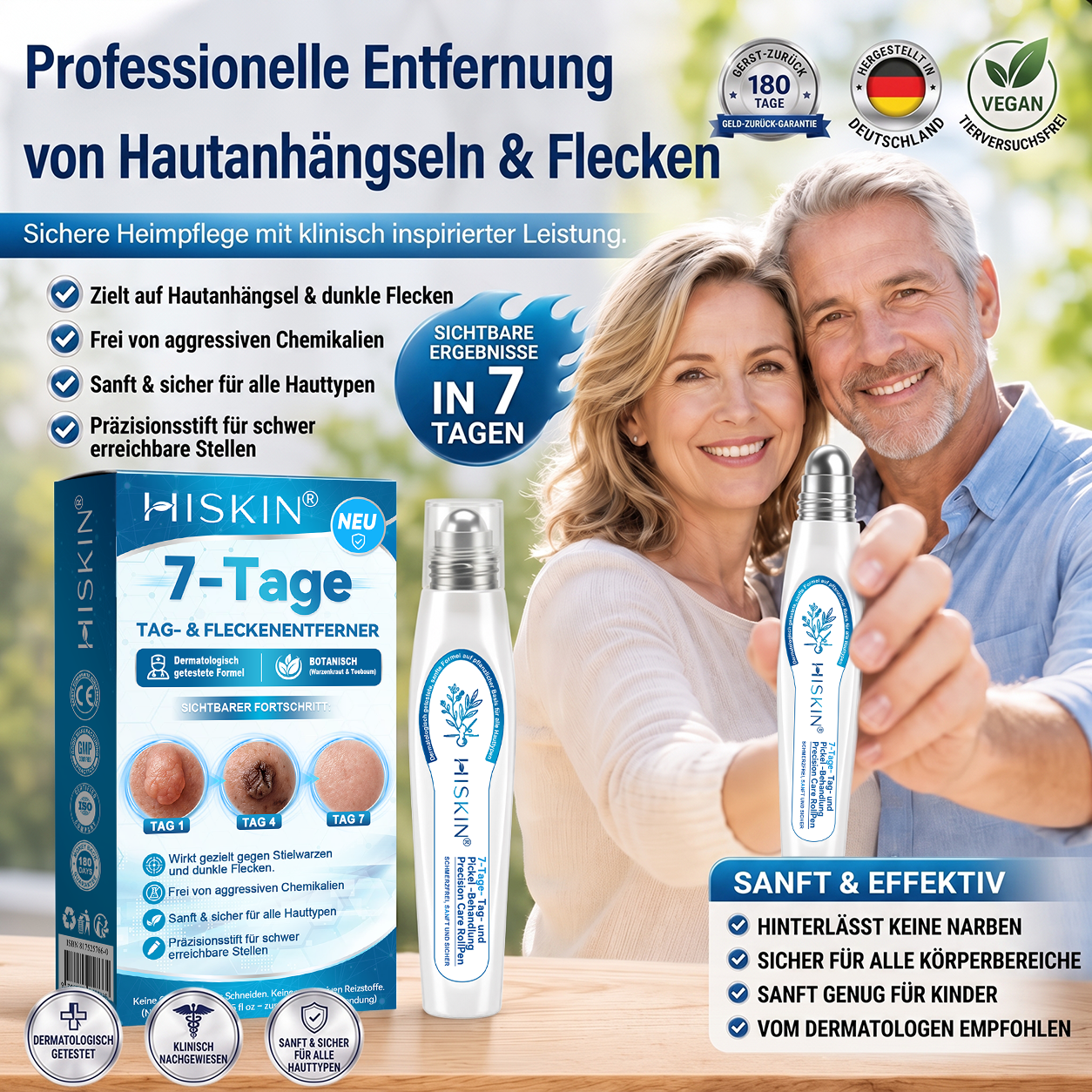 ⭐𝐇𝐈𝐒𝐊𝐈𝐍®👩‍⚕️⭐ 7-Tage-Hautmakel- & Hautanhängsel-Entferner Schmerzfreier Rollerball-Stift zur schonenden Entfernung von Hautanhängseln und Hautflecken – narbenfrei