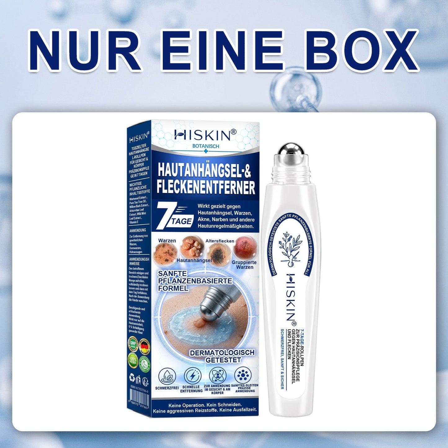 HISKIN®👩‍⚕️ 7-Tage-Hautmakel- & Hautanhängsel-Entferner Schmerzfreier Rollerball-Stift zur schonenden Entfernung von Hautanhängseln und Hautflecken – narbenfrei