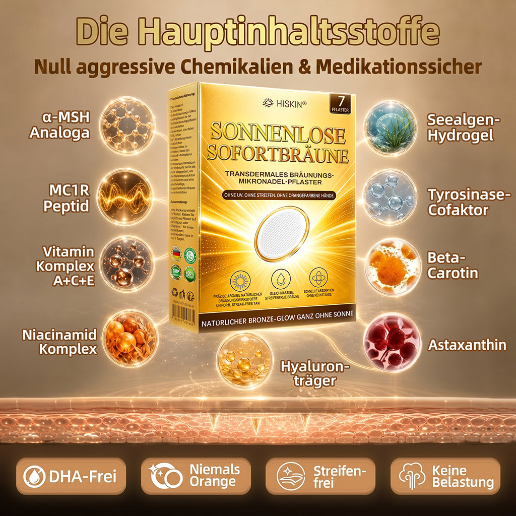 Offizieller Shop | ☀️☀️ Hiskin® Mikronadel-Pflaster für sonnenlose Bräune (Nur eine Anwendung täglich) Schon nach 7 Tagen strahlender bronzener Teint sichtbar