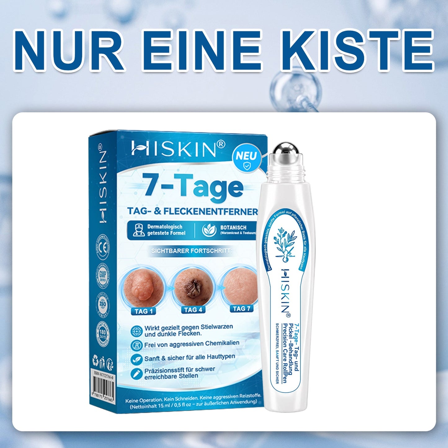 ⭐𝐇𝐈𝐒𝐊𝐈𝐍®👩‍⚕️⭐ 7-Tage-Hautmakel- & Hautanhängsel-Entferner Schmerzfreier Rollerball-Stift zur schonenden Entfernung von Hautanhängseln und Hautflecken – narbenfrei