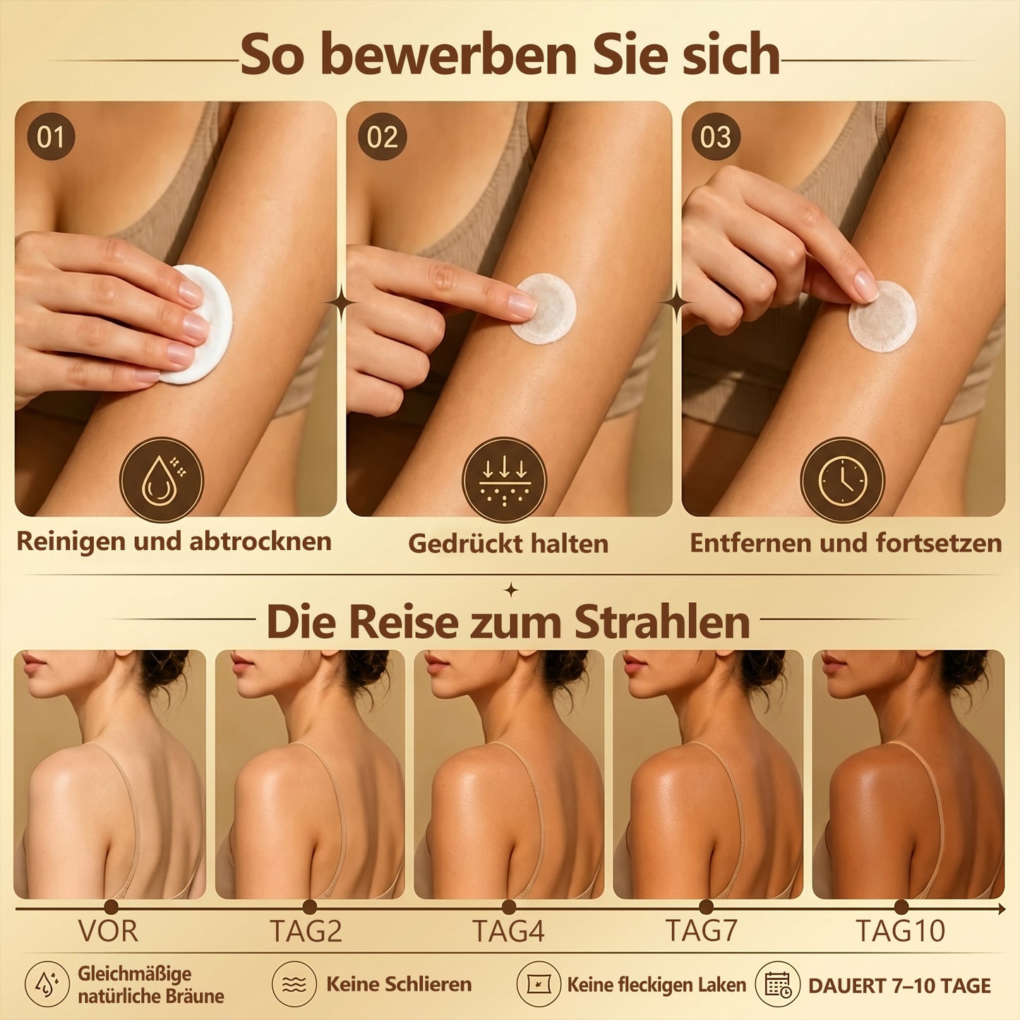 Offizieller Shop | ☀️☀️ Hiskin® Mikronadel-Pflaster für sonnenlose Bräune (Nur eine Anwendung täglich) Schon nach 7 Tagen strahlender bronzener Teint sichtbar